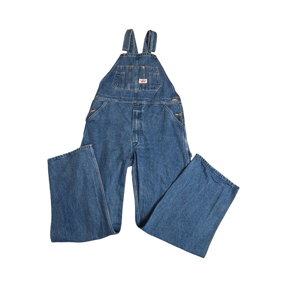 Round House Overalls Mens 36x30 Blue Denim Bib Workwear Cotton Workwear